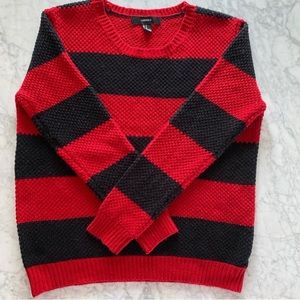 F21 Red & Black Striped Rugby Sweater